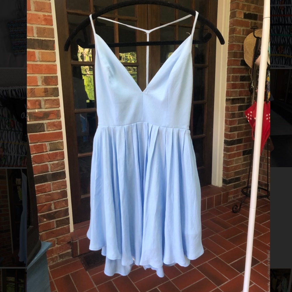 Light Blue Open Back Flowy Dress